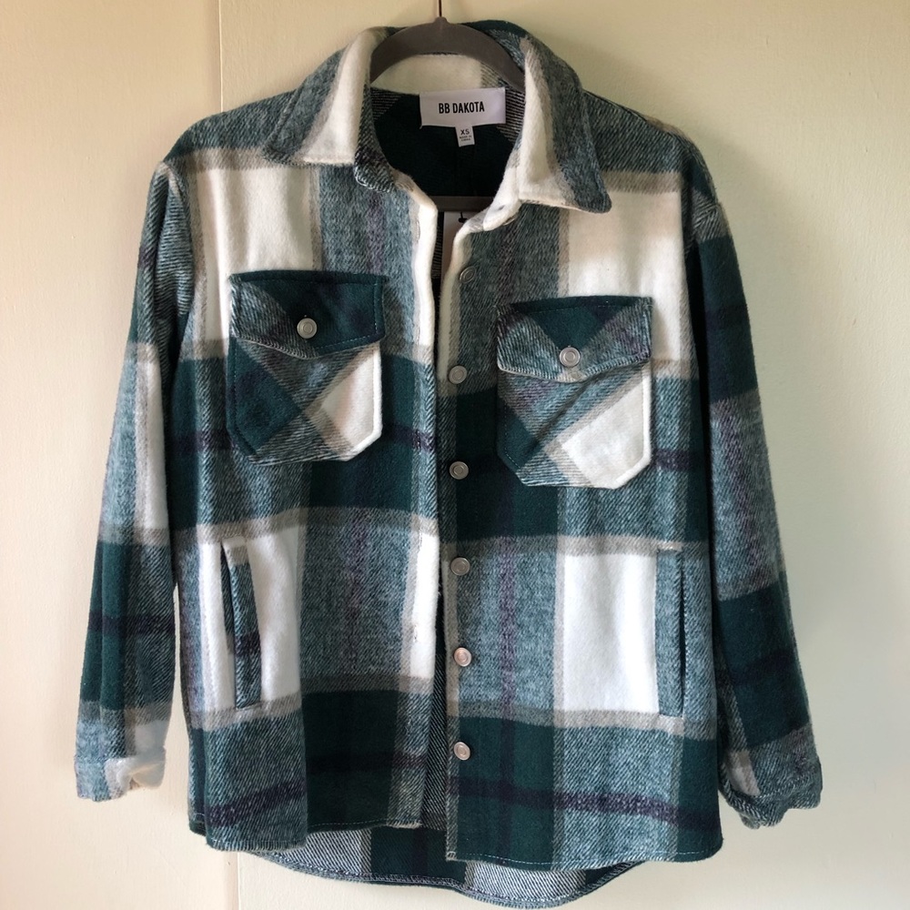 BB Dakota plaid shacket with tags